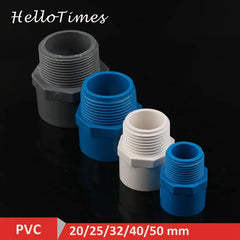 2pcs PVC 1/2" 3/4" 1" 1.5" Thread Connector 20/25/32/40/50 mm PVC Water Pipe Adapter Garden Irrigation Tube Fittings