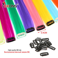 Synthetic Clip In One Pieces Raiinbow Hair Extensions  Straight Synthetic Hair Pieces 18" Long  Ombre Hair Pink Purple Red Blue