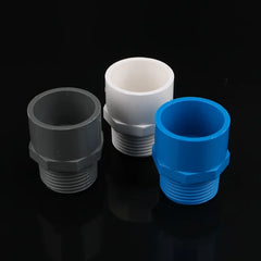 2pcs PVC 1/2" 3/4" 1" 1.5" Thread Connector 20/25/32/40/50 mm PVC Water Pipe Adapter Garden Irrigation Tube Fittings