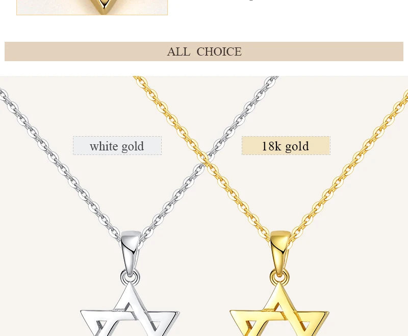 Jewish Magen Star of David Sterling 925 Silver Necklace Women Men Israel Judaica Hebrew Jewelry Hanukkah Pendants Gold Color