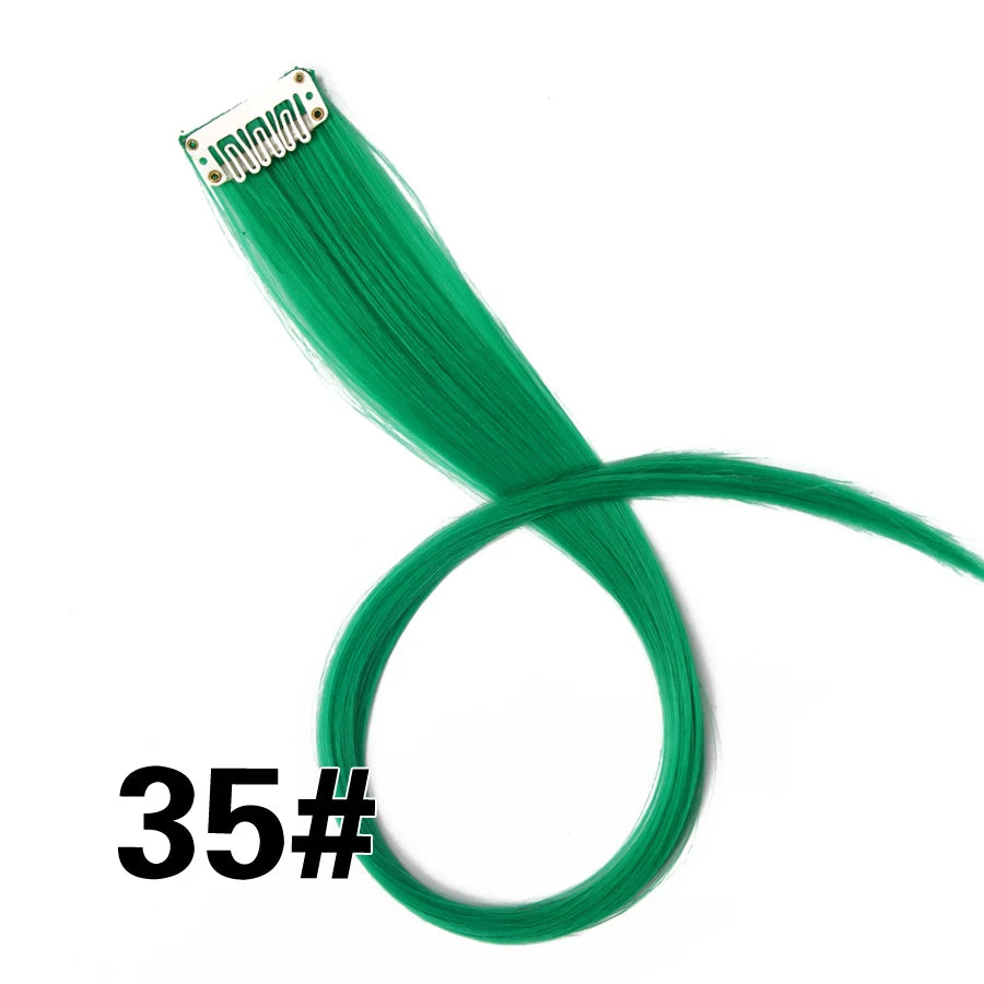 Synthetic Clip In One Pieces Raiinbow Hair Extensions  Straight Synthetic Hair Pieces 18" Long  Ombre Hair Pink Purple Red Blue