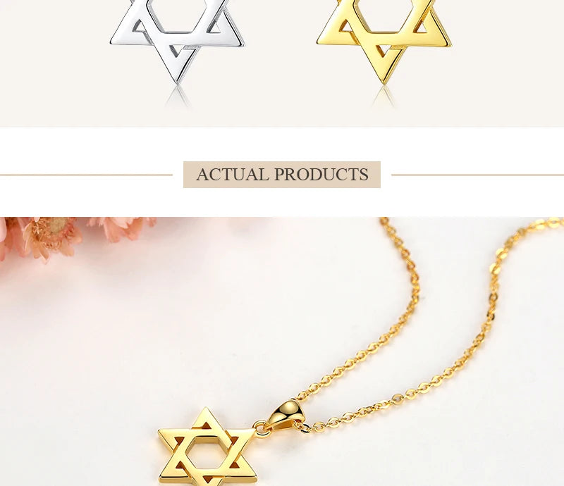 Jewish Magen Star of David Sterling 925 Silver Necklace Women Men Israel Judaica Hebrew Jewelry Hanukkah Pendants Gold Color