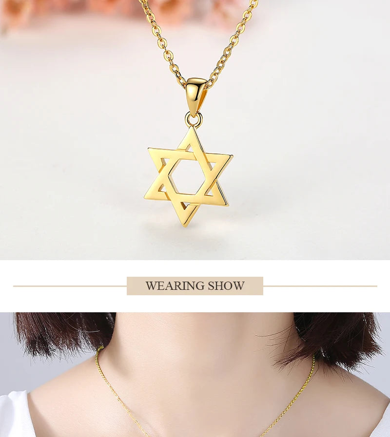 Jewish Magen Star of David Sterling 925 Silver Necklace Women Men Israel Judaica Hebrew Jewelry Hanukkah Pendants Gold Color