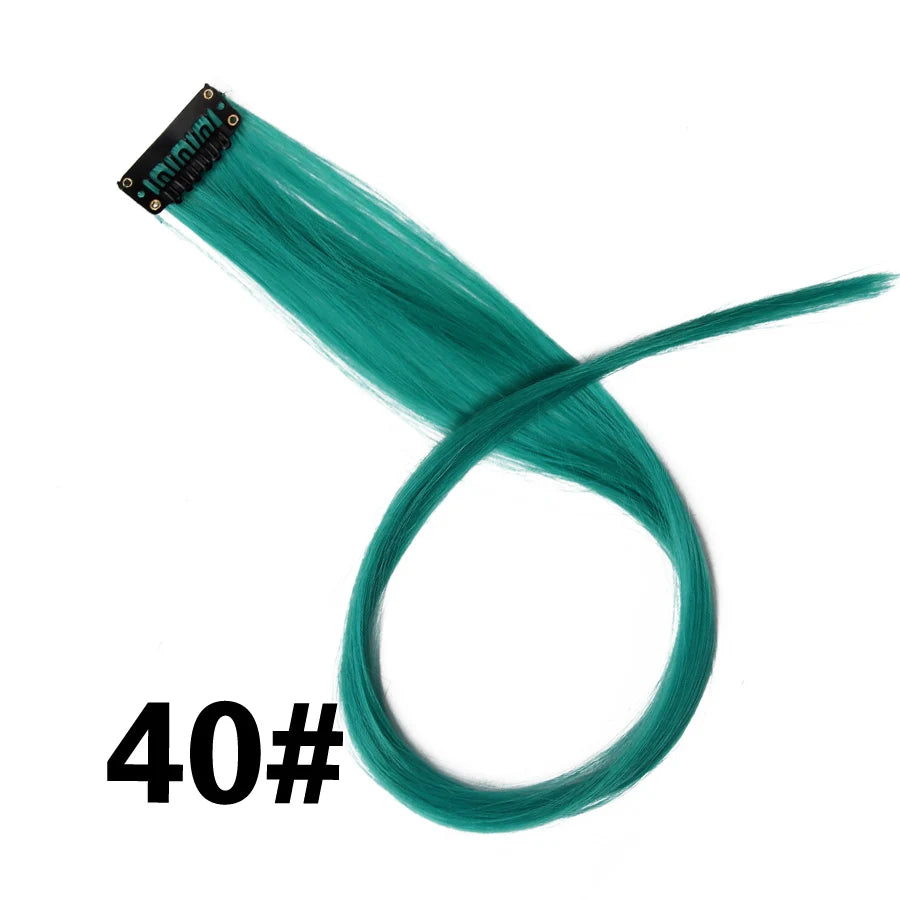 Synthetic Clip In One Pieces Raiinbow Hair Extensions  Straight Synthetic Hair Pieces 18" Long  Ombre Hair Pink Purple Red Blue