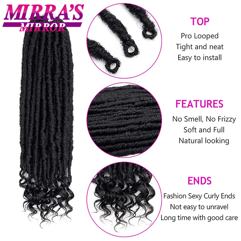 Extensiones de cabello de ganchillo con rastas sintéticas rectas de diosa de 14/20 pulgadas con extremos rizados Mirra's Mirror