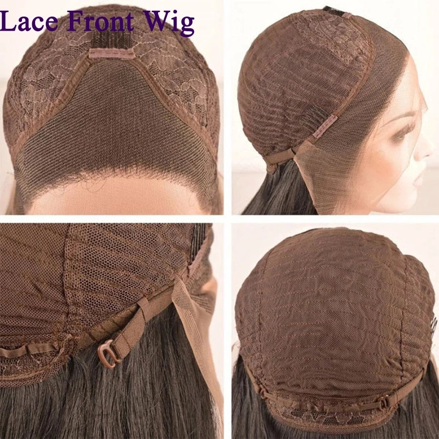 Natural Black Glueless Loose Wave Transparent Lace Front Women Wigs Baby Hair 180Density Synthetic Hair Natural Hairline