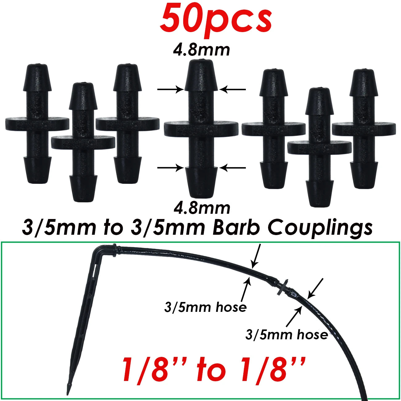 Aspersor de riego por goteo para jardín KESLA, conector de tubería de agua de 4 vías de 1/8", curva de manguera de 4/7 mm a 3/5 mm, emisor de flecha, gotero de riego