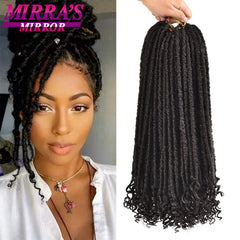 Extensiones de cabello de ganchillo con rastas sintéticas rectas de diosa de 14/20 pulgadas con extremos rizados Mirra's Mirror