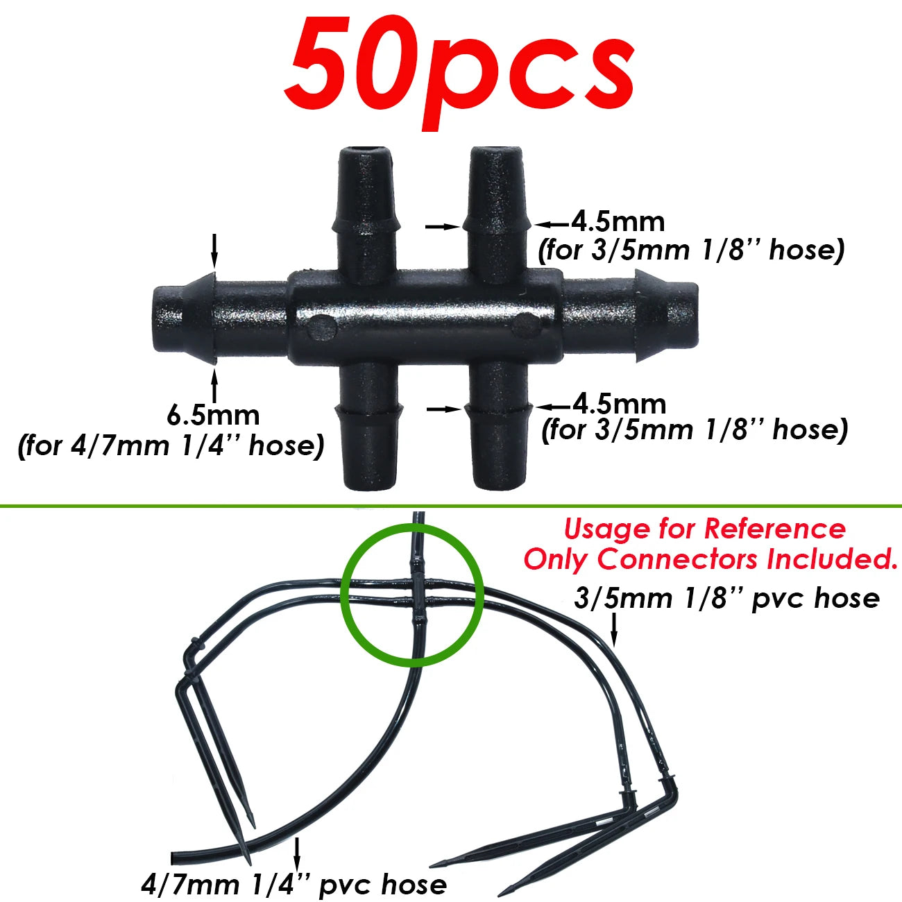 Aspersor de riego por goteo para jardín KESLA, conector de tubería de agua de 4 vías de 1/8", curva de manguera de 4/7 mm a 3/5 mm, emisor de flecha, gotero de riego