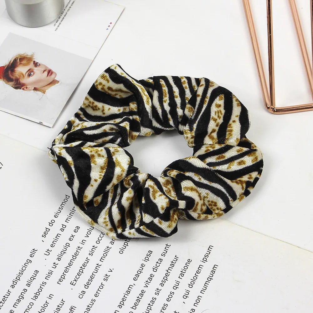 Leopard Printed Hair Tie Striped Lady Scrunchies Ponytail Hair Female Girls Holder Rope Bands For Women Ladies Hair Accessories