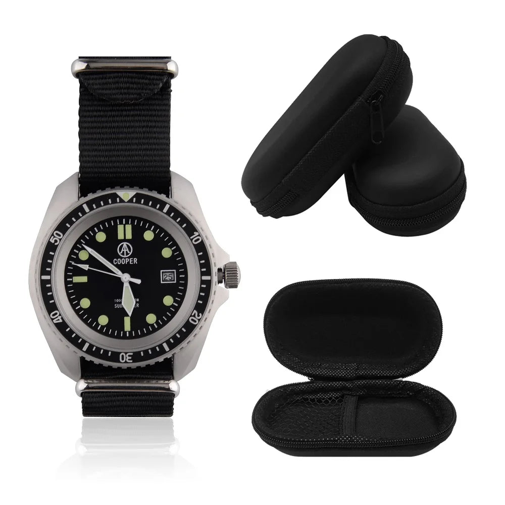 Factory Original 42mm Cooper Submaster SAS SBS Military 300M Diver Men's Classical Watch Super Luminous Nylon Strap SM8016