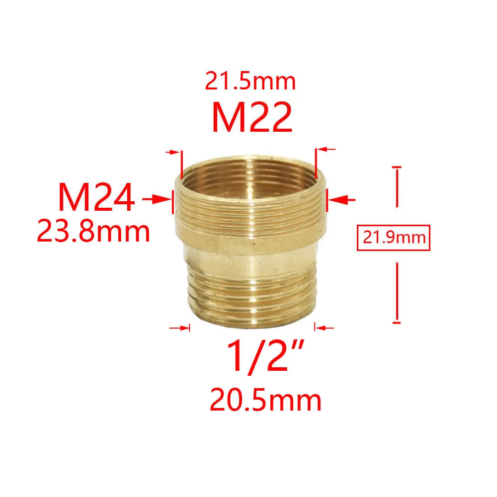 Brass 1/2" To M22/20/24/16/18/28 Thread Connector For Faucet Bathroom Shower Connector Copper Bubbler Adapter