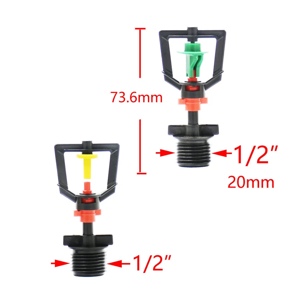 5Pcs 360 Rotating Sprinklers Refraction Micro Nozzle Garden Drip Irrigation Misting System Hanging Humidifier Sprayer