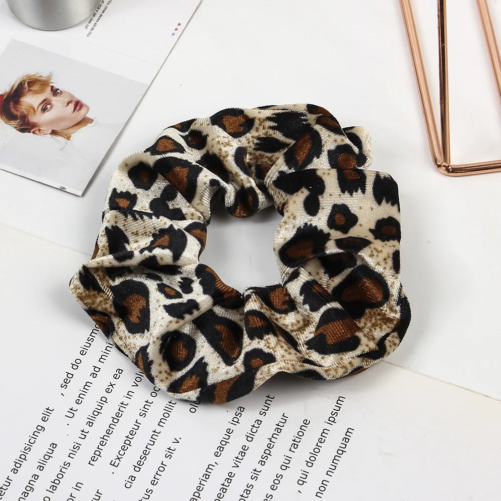 Leopard Printed Hair Tie Striped Lady Scrunchies Ponytail Hair Female Girls Holder Rope Bands For Women Ladies Hair Accessories