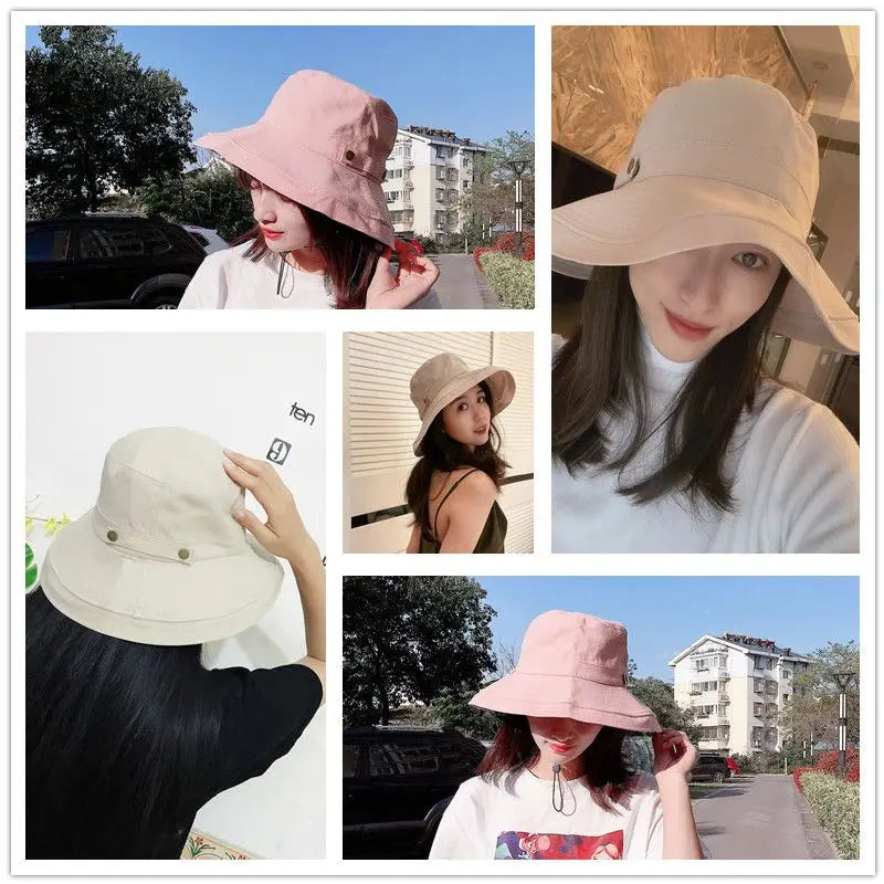 ENJOYFUR Summer Cotton Sun Hats For Women Wide Brim And Breathable Bucket Hats Youth Fashion Caps