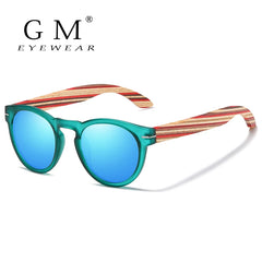 Gafas de sol polarizadas de diseñador de marca GM para hombre, montura de plástico, patillas de madera, gafas de sol ovaladas de moda, lentes de espejo UV400 S5092