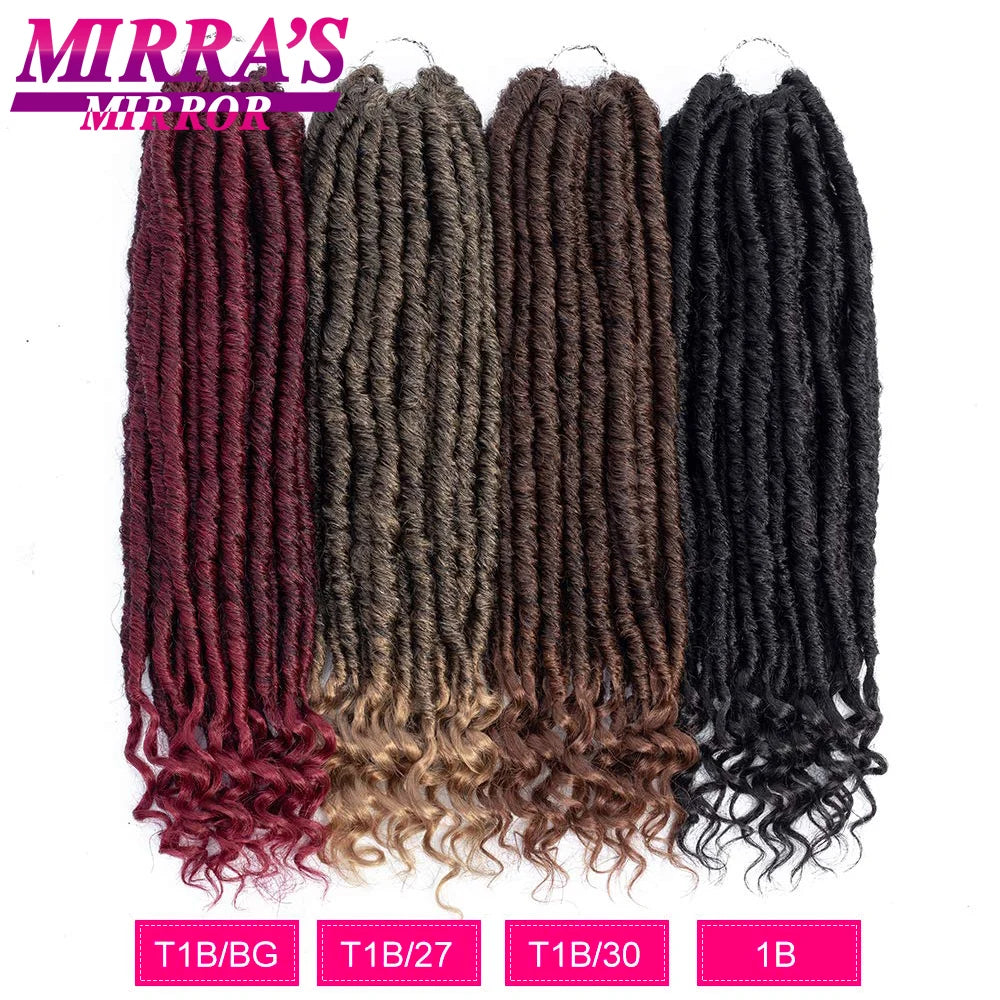 Extensiones de cabello de ganchillo con rastas sintéticas rectas de diosa de 14/20 pulgadas con extremos rizados Mirra's Mirror