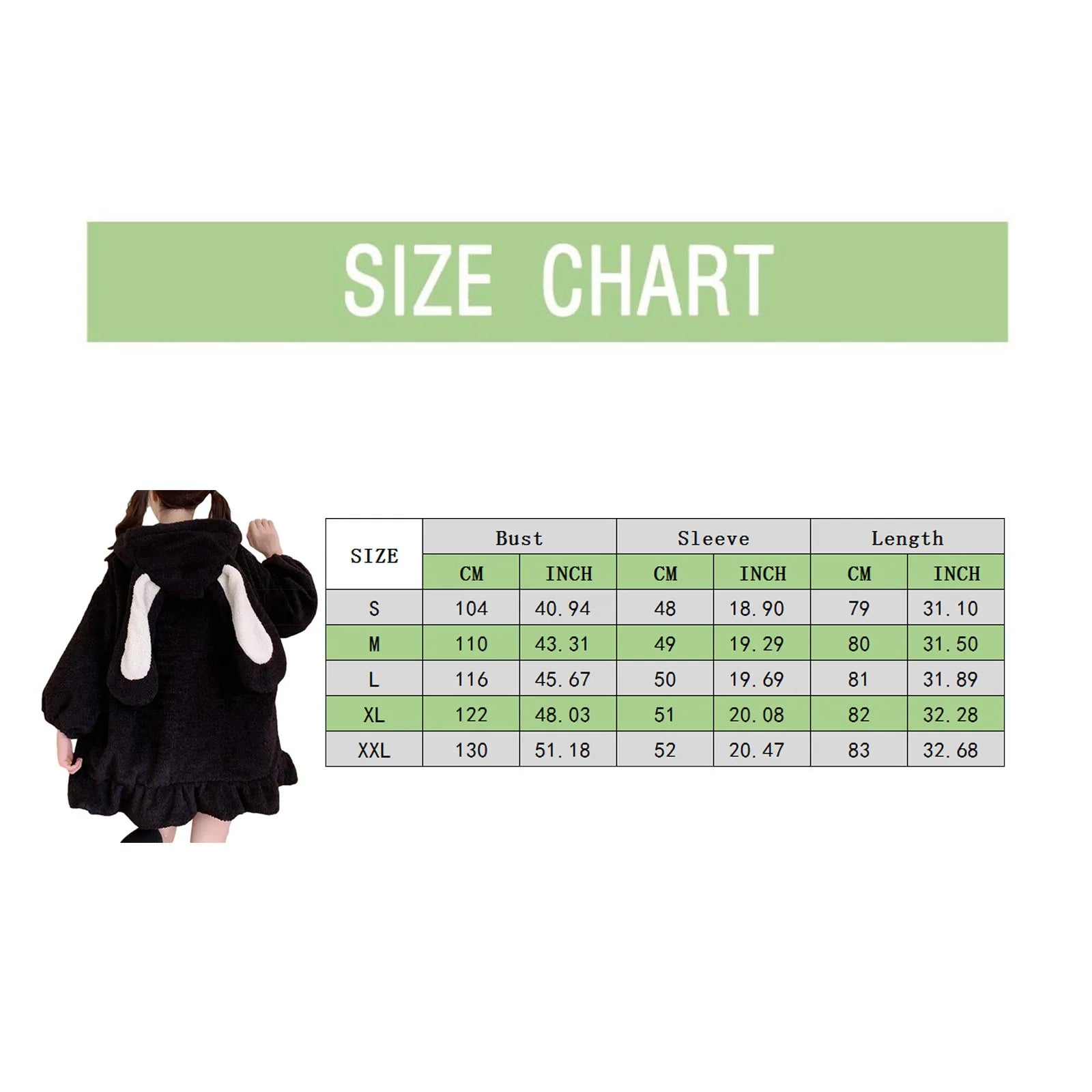 Hoodies Women Large Size Solid Zip-up Long Lantern Sleeve Hooded Rabbit Ears Lolita Cute Sweet Girls Harajuku Style Warm Baggy
