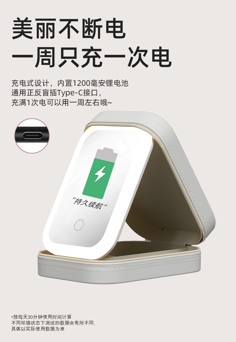 Cosmetic Mirror Portable Foldable Ins Portable Mirror LED Light Student Dormitory Female Storage Box Integrated