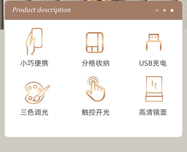 Cosmetic Mirror Portable Foldable Ins Portable Mirror LED Light Student Dormitory Female Storage Box Integrated