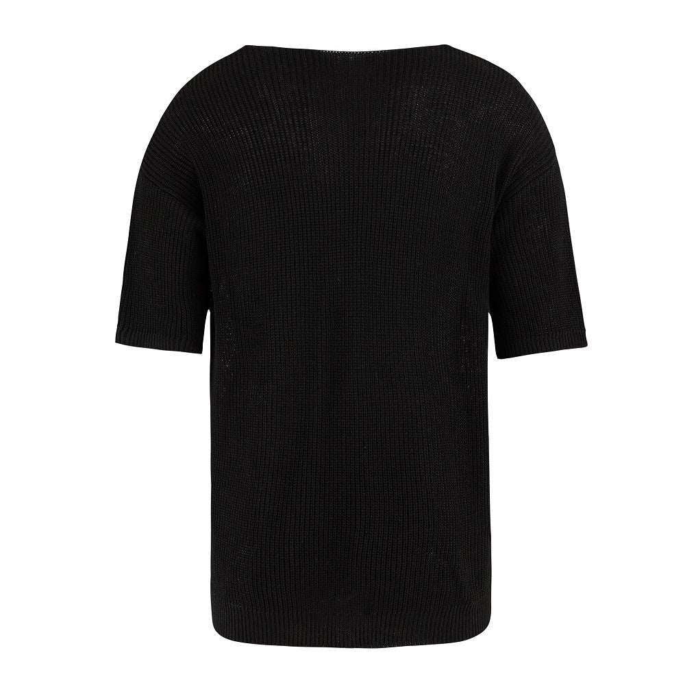 Autumn New Casual Knitted Sweater For Men Half Sleeve V-Neck Solid Jumpers Tops Fashion Slim Fit Sweaters Mens Streetwear