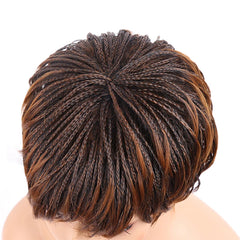 Short Box Braided Wigs for Black Women Synthetic Straight Hair Wigs With Natural Bangs Black Brown Braiding Wig Natural Looking