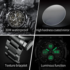 OLEVS Original Brand Men's Watches Waterproof Trendy Electronic Watch Multifunctional LED Luminous Fashion Stainless Steel