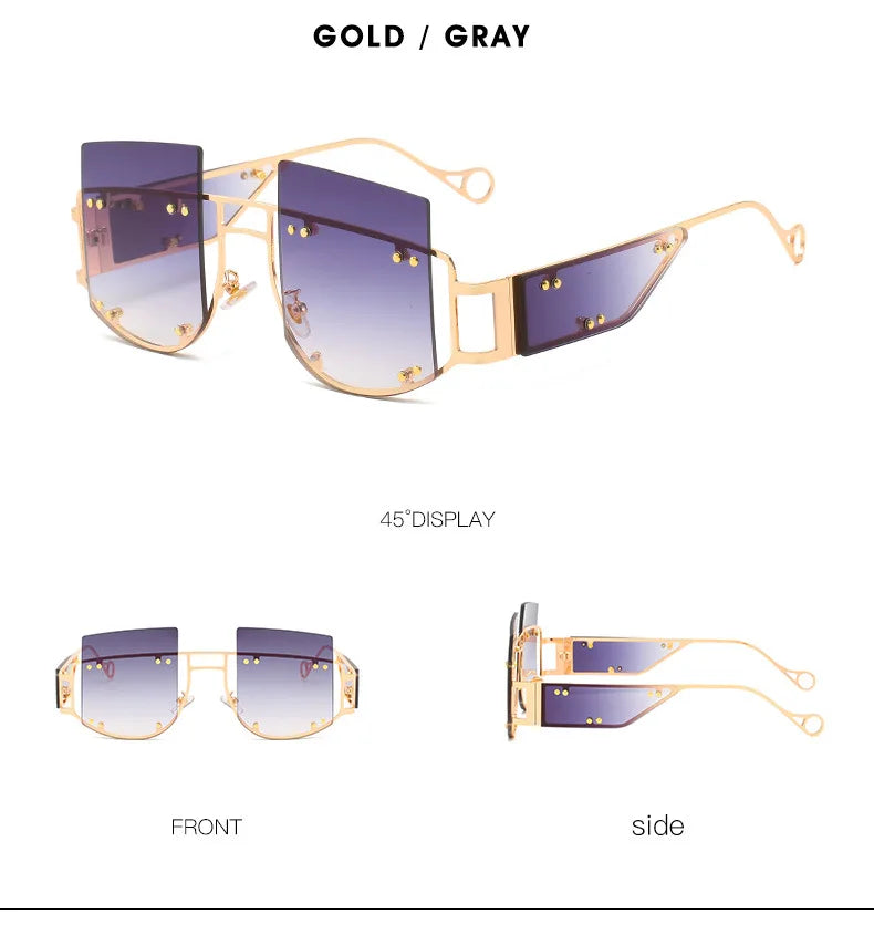 Hollow Out Oversized Women Square Sunglasses 2022 Brand Designer Men Sun Glasses Big Frame Oculos De Sol Feminino Sunglasses