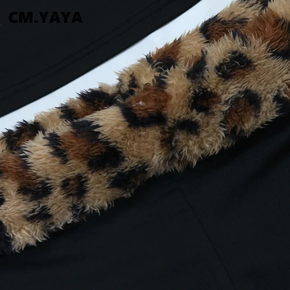 CM.YAYA Women's Set Strapless Sleeveless Leopard Print halter  Top and Shorts Suits 2024 Street Two 2 Piece Set Outfit Tracksuit