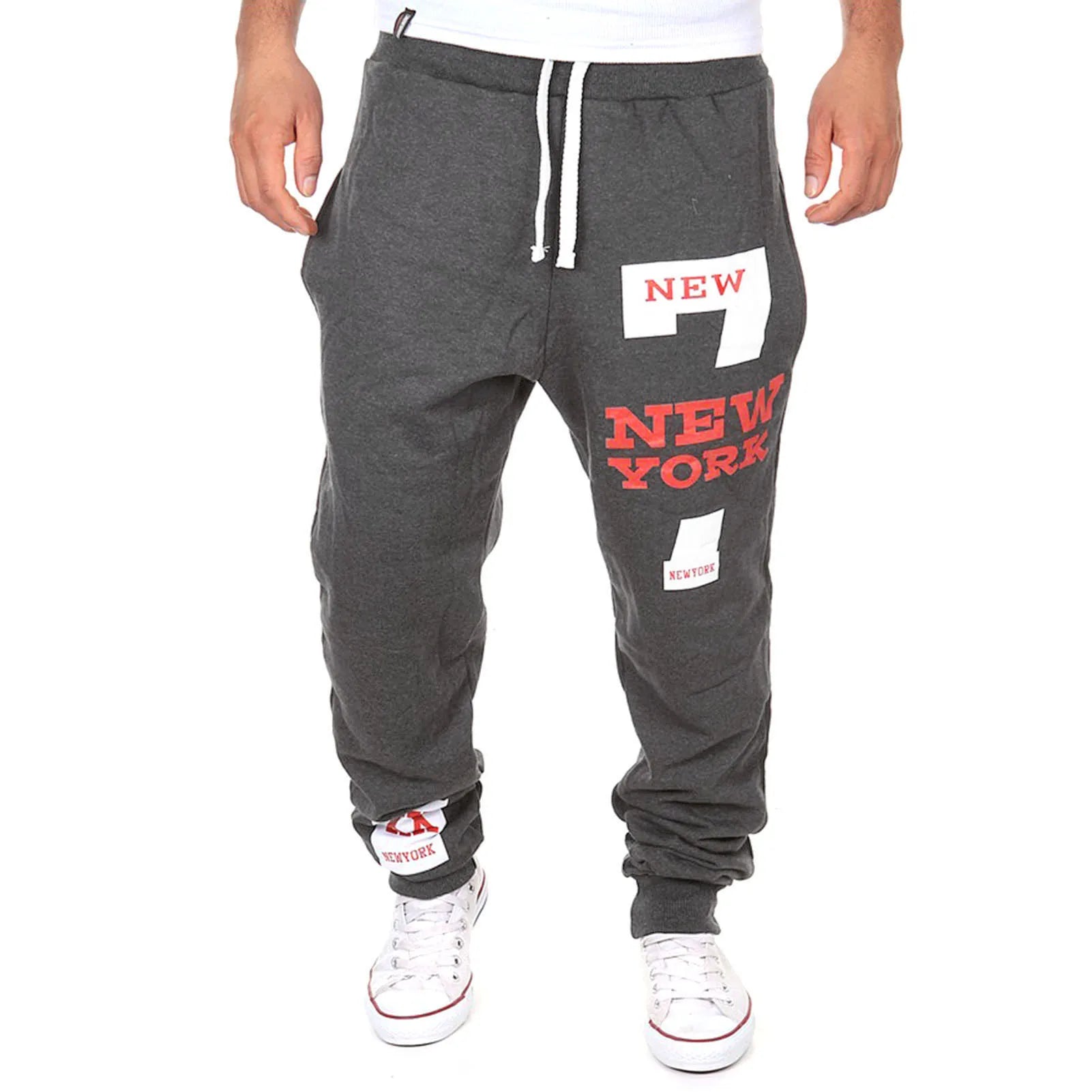 Men's Active Sweatpants Letter Print Joggers Trousers Drawstring Elastic Waist Fitness Gym Sports Pants Autumn Winter