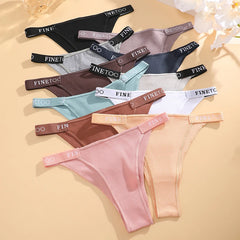 FINETOO 4Pcs/Set Cotton Letter Belt Underwear Women's Panties Sexy Low-Waist Bikini Underpants Female Breathable Briefs Lingerie
