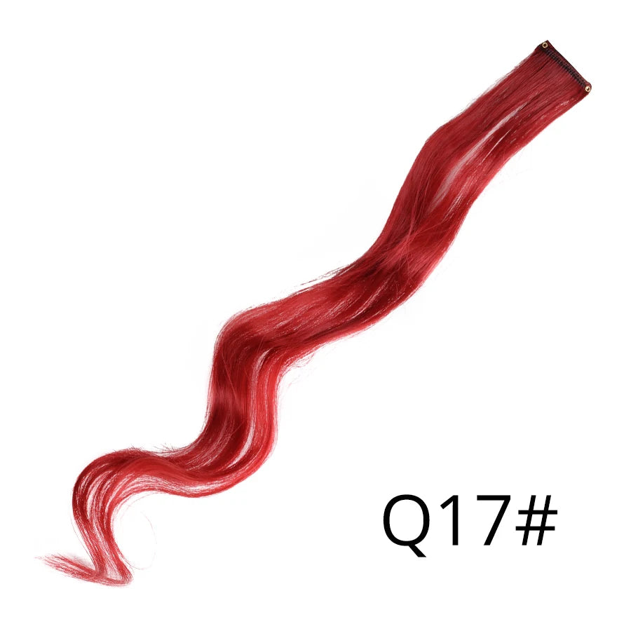 Synthetic Clip In One Pieces Raiinbow Hair Extensions  Straight Synthetic Hair Pieces 18" Long  Ombre Hair Pink Purple Red Blue