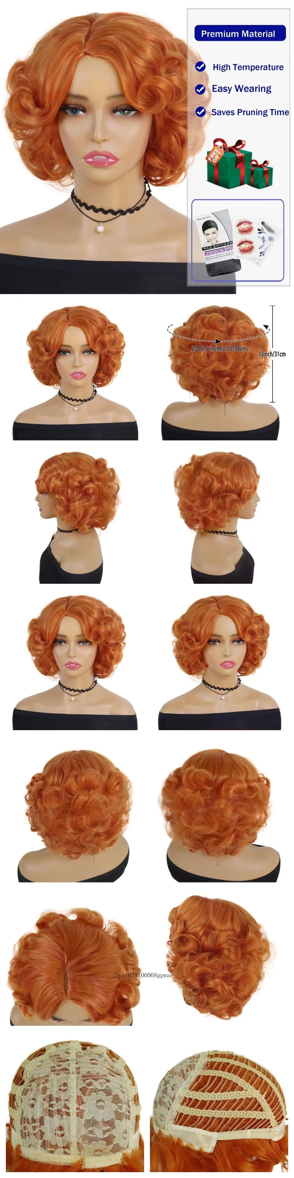 Synthetic Blue Wigs Cosplay Halloween Party Carnival Use Short Curly Wig for Women Natural Fluffy Hair Side Parting Hairstyle