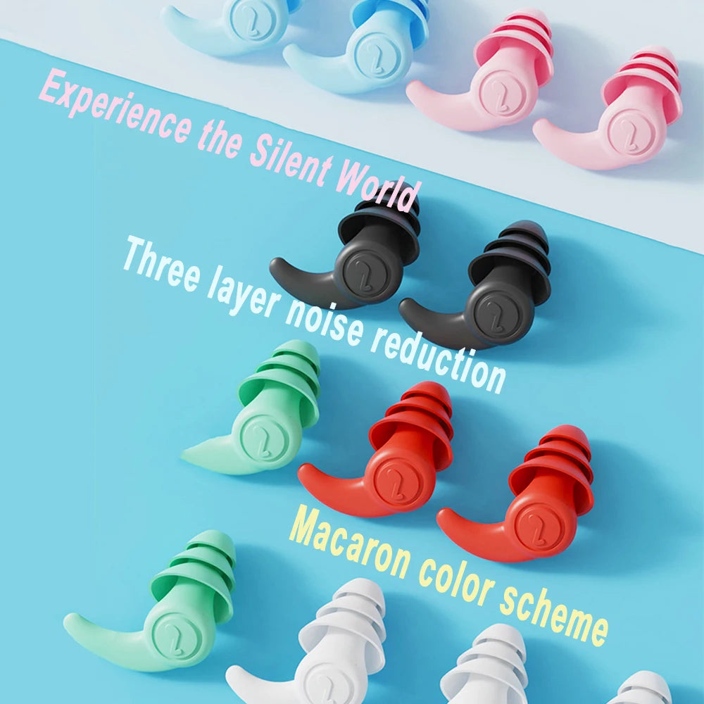 Sleeping Noise Reduction Silicone Earplugs Waterproof Swimming Ear Plugs Travel Reusable Protection Sound Blocking Ear Plugs