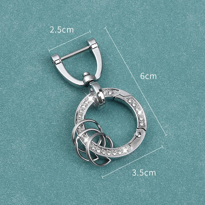 Simple Unisex Metal Rhinestone Round Key Chains Fashion Key Ring For Men Women DIY Keyrings Bag Car Keychain Jewelry Accessories