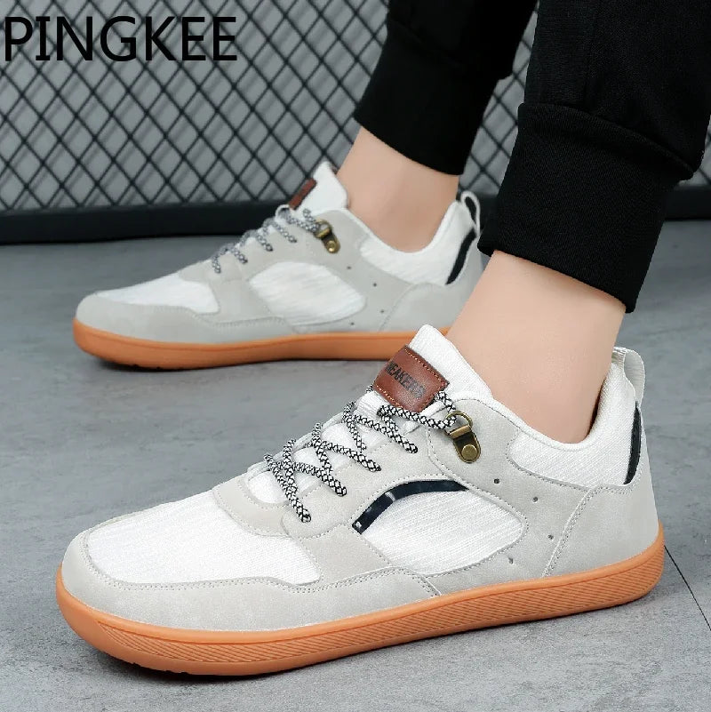 PINGKEE Minimalist Men's Sneakers Foot Wide Toe Box Barefoot Shoes For Men Fitness Trailing Synthetic Upper Male Toebox Footwear