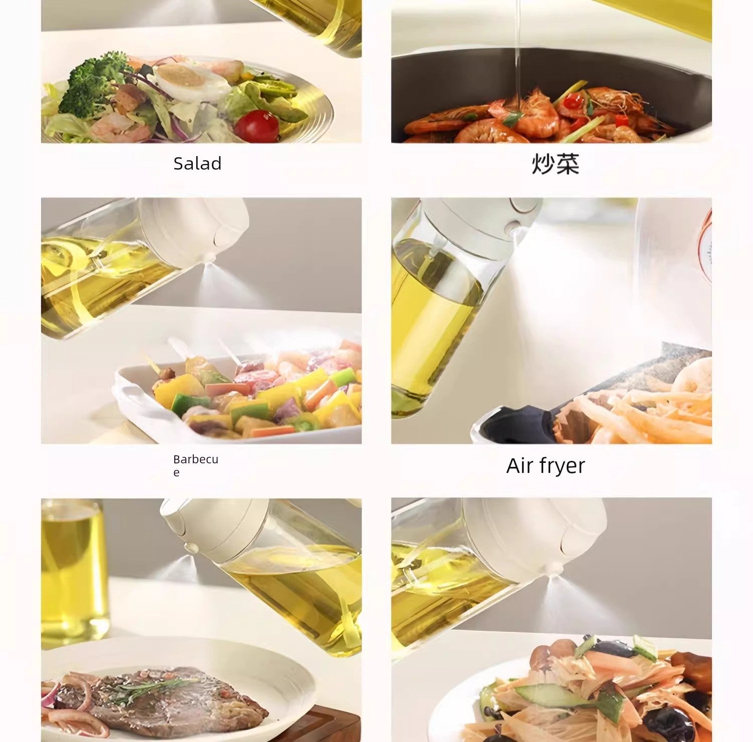 Glass Spray Oil Bottle Jar Spray Dual-Use Air Fryer Kitchen For Home Spray Oil Dispenser Oil Tank Seasoning Edible