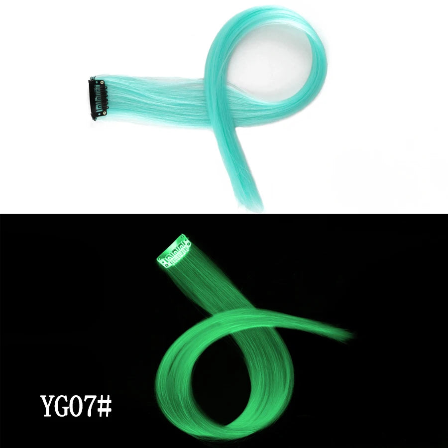 Synthetic Clip In One Pieces Raiinbow Hair Extensions  Straight Synthetic Hair Pieces 18" Long  Ombre Hair Pink Purple Red Blue