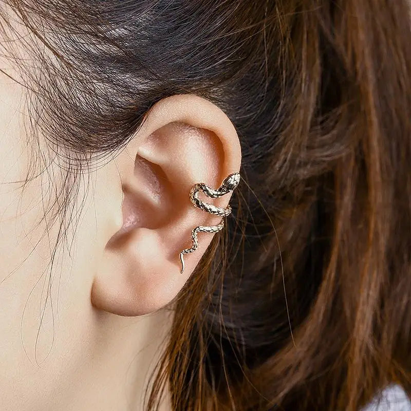 GUFTM Vintage Lines Snake Ear Cuffs Without Piercing Ear Clip Earrings Non-Piercing Fake Cartilage Earrings for Women Jewelry