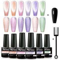 MTSSII Cat Magnetic Nail Gel Polish Set With Magnetic Stick Reflective Glitter Magnetic Gel Kit Soak Off Nail Art Varnishes