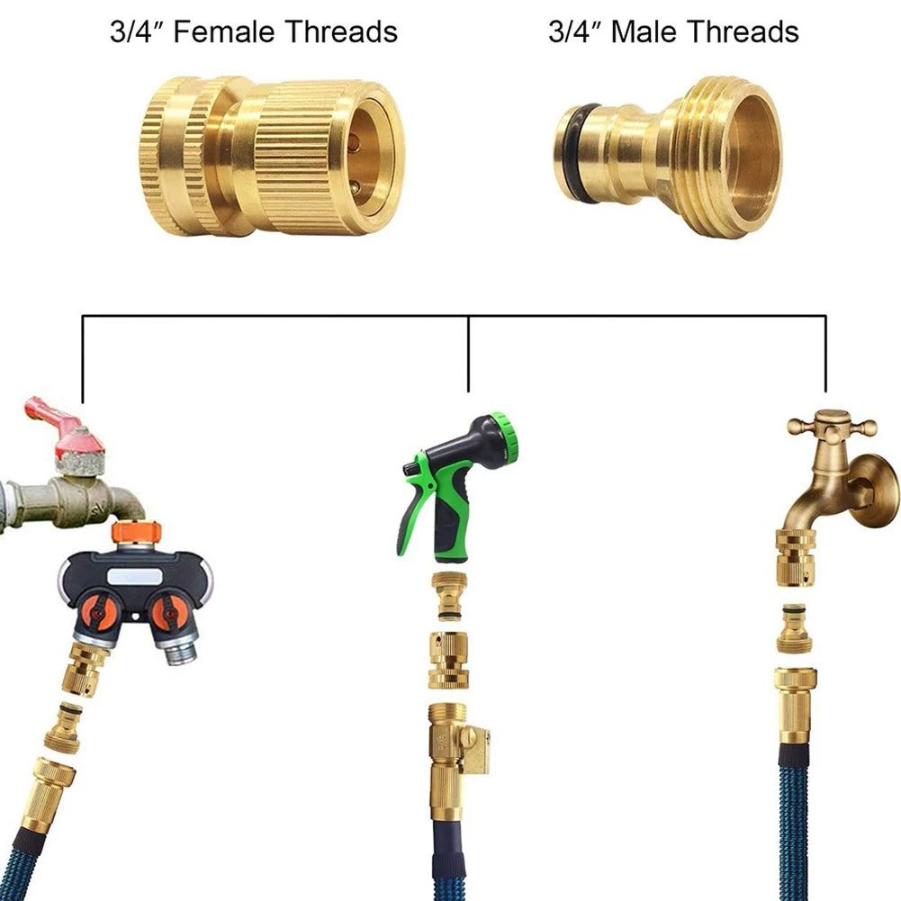 Garden Hose Quick Connect 3/4 Inch Brass Female Thread Tap Connector Male Quick Special Joint For Car Wash Water Gun