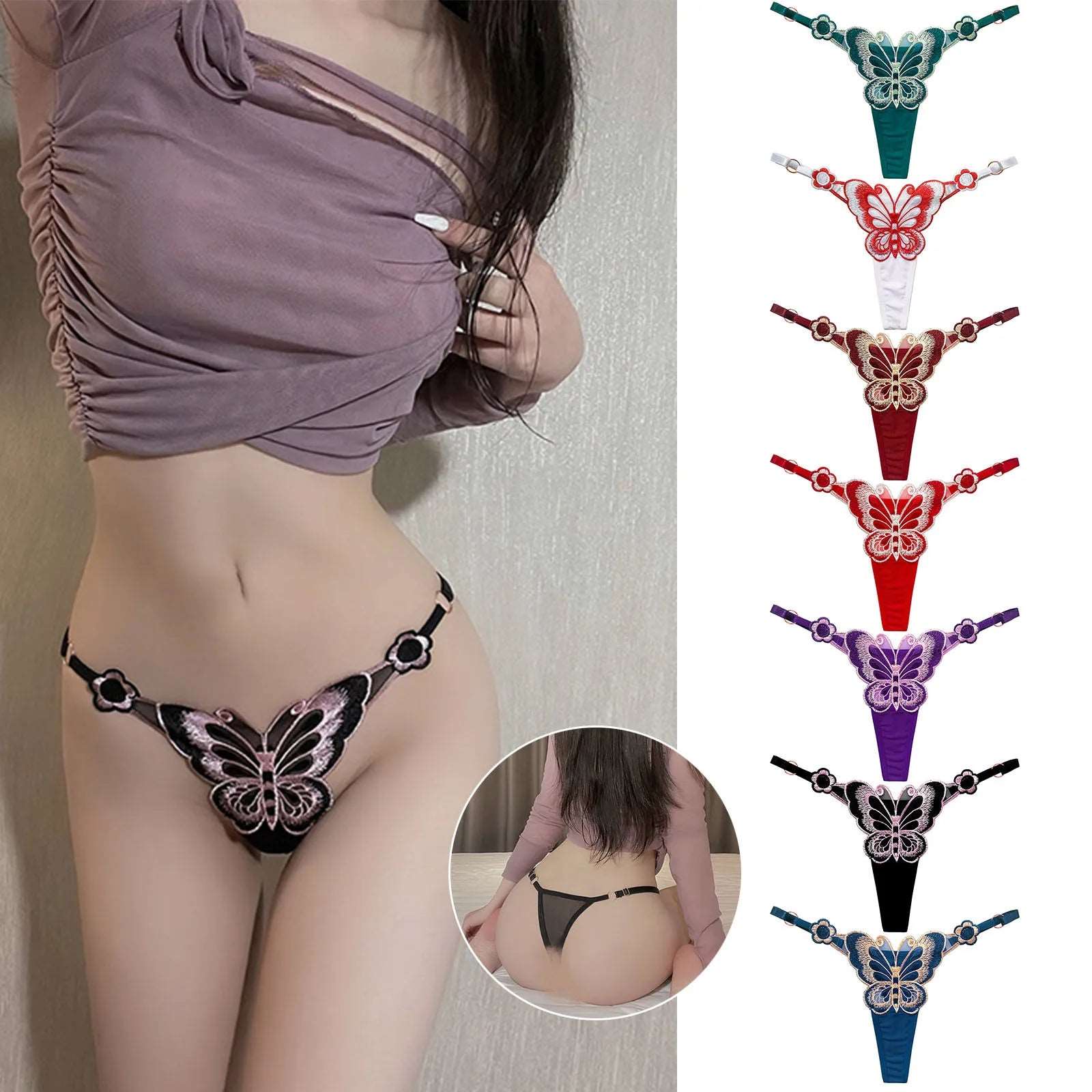 Sexy Lace Embroidery G-String Transparent Crotchless Hollow Thongs Solid Color Comfort T Back Temptation Female Underwear