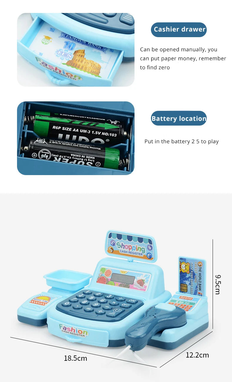 Simulation Shopping Cash House Toys Electronic Game Lighting And Sound Effects Supermarket Cashier Toys