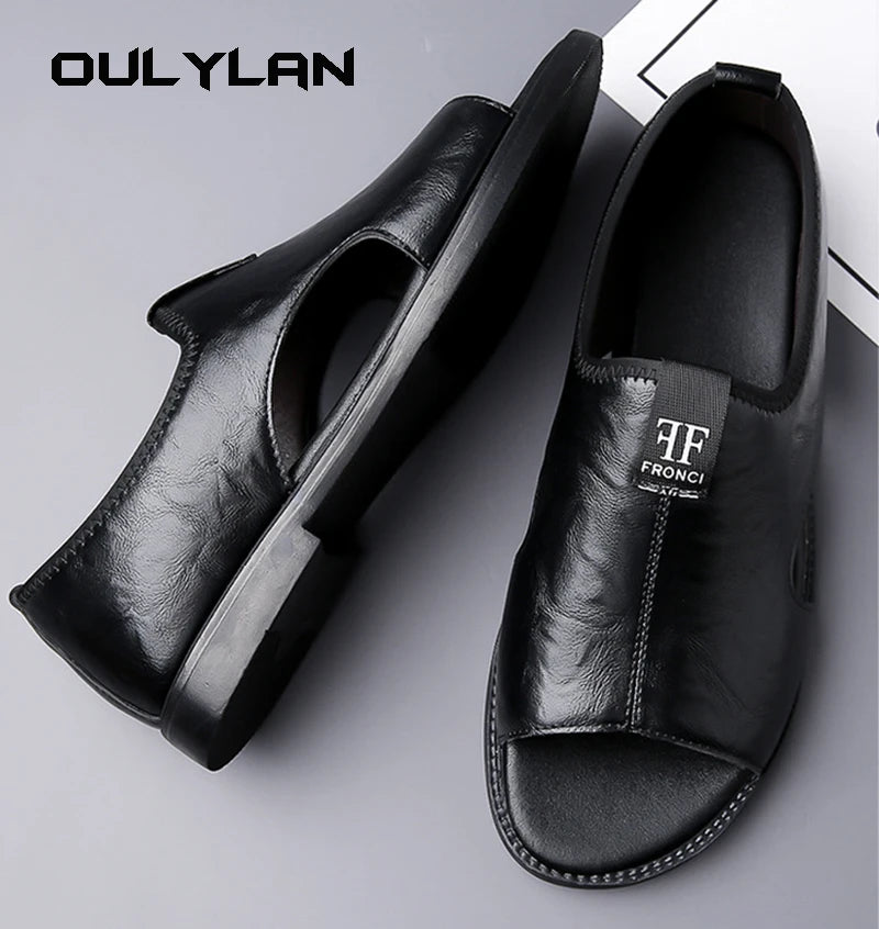 Oulylan Man Sandals Designer Fashion Leather Casual for Men Summer comfortable Beach Slippers Outdoor Non-slip Men sandalias