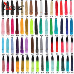 Synthetic 24 Inch Long Colored Box Braids Hair Ponytail With Rubber Bands Rainbow Twist Braided Highlights Ponytail For Women