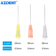 AZDENT 100 piezas de agujas para irrigación de conductos radiculares dentales, para endodoncia unilateral, calibre 30, 0,3 mm, calibre 27, 0,4 mm, calibre 25, 0,5 mm, herramientas de odontología