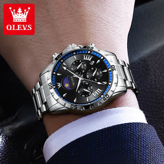 OLEVS Fashion Brand Men's Watch Waterproof and Luminous Calendar Lunar Phase Timing Code Watch Luxury Sports Men's Quartz Watch