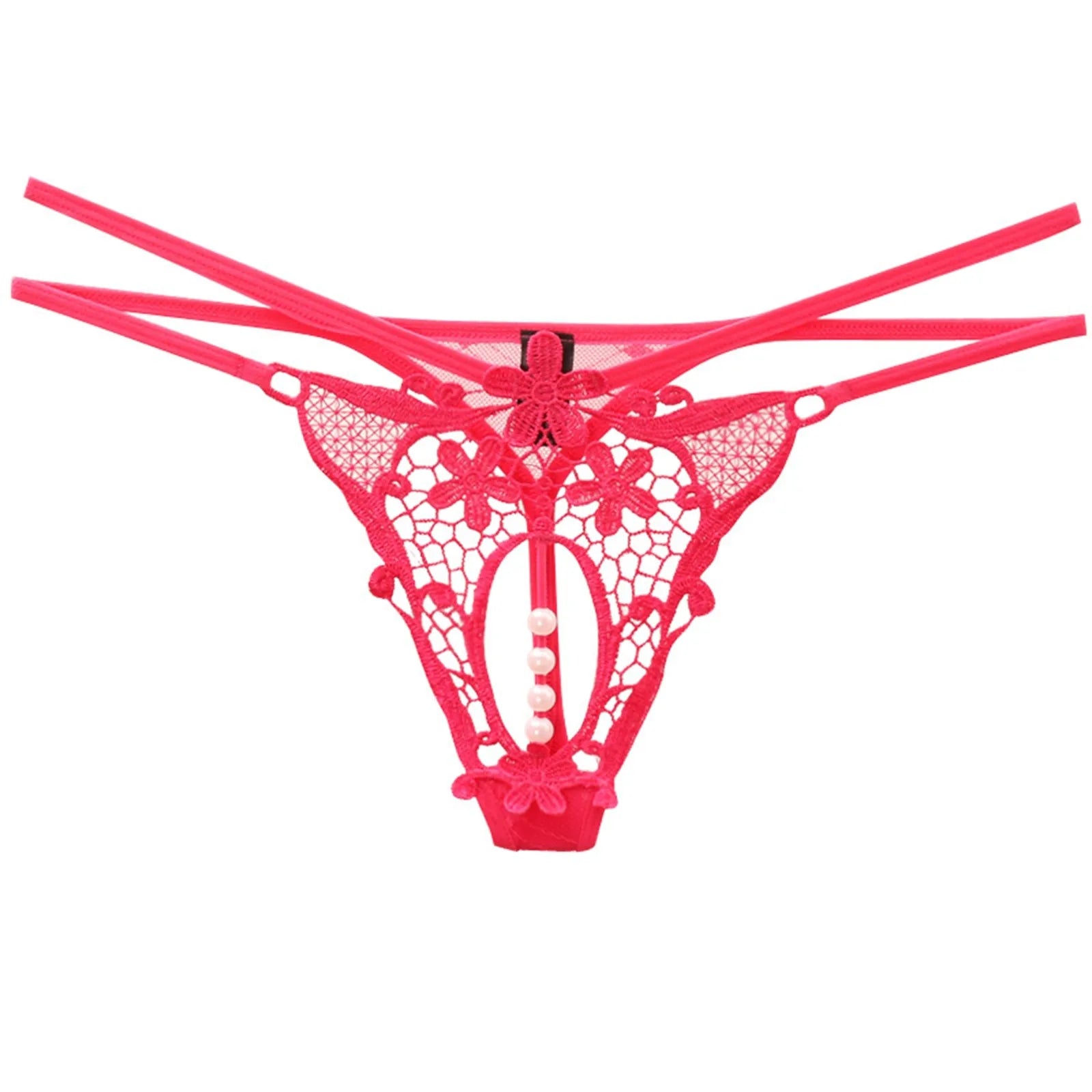 Women'S Thong Sexy Transparent Spicy Open Crotch Thong For Women With Low Waist And Seductive Charm Pearl нижнее бельё женское