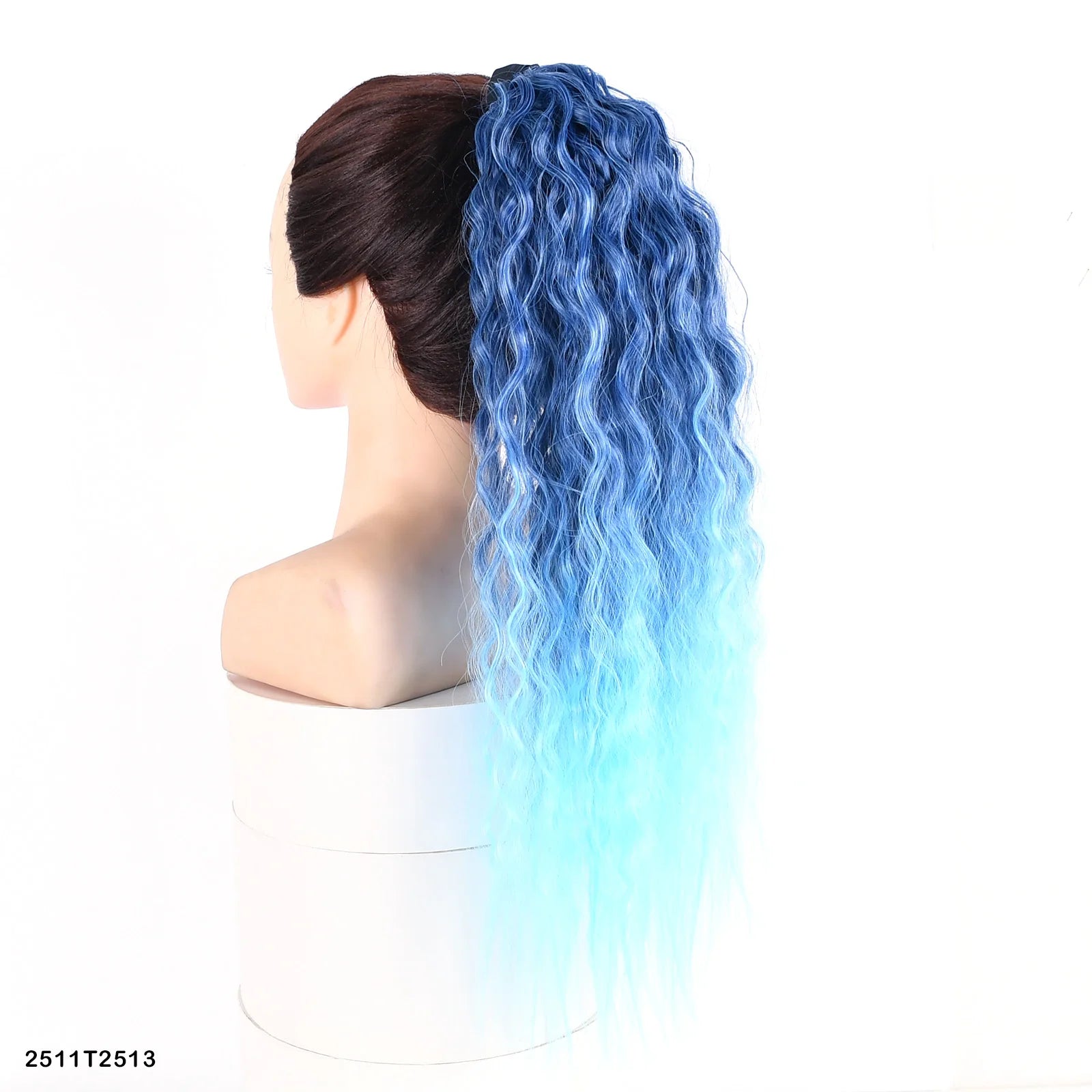 Jeedou Synthetic Long Kinky Curly Hair Ribbon Ponytail Extension Brown Blue Pink Purple Naturl Color Ponytails