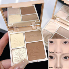 Paleta de maquillaje iluminador facial de 4 colores, sombra de nariz 3D, cosméticos, paleta de sombras mate para contornear el rostro, herramienta de maquillaje de belleza facial